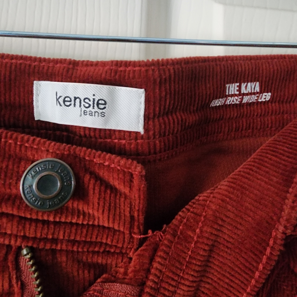 Kensie Red Corduroy High Waist Trousers